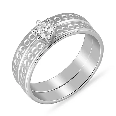 Серебряное кольцо (набор из двух колец) с фианитом (арт. 7501/4964)