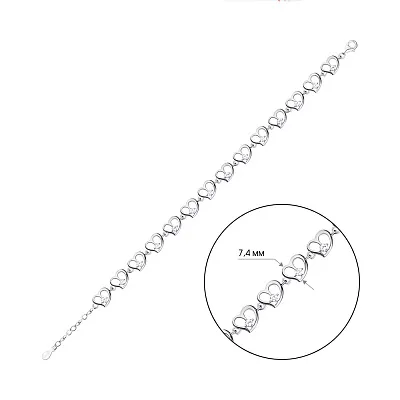 Браслет зі срібла Серце з фіанітами (арт. 7509/4035)