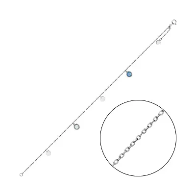 Браслет на ногу из серебра с опалом (арт. 7509/Б2ОПБГ/1065Ш-28н)