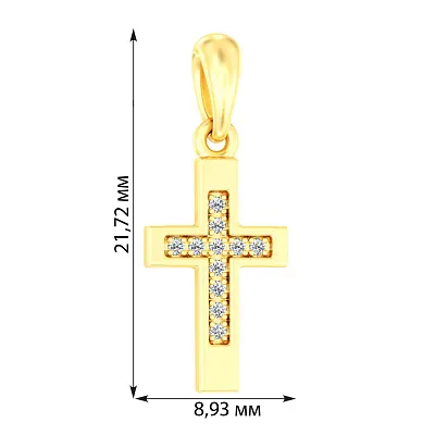 Хрестик з жовтого золота з діамантами (арт. П011082005ж)