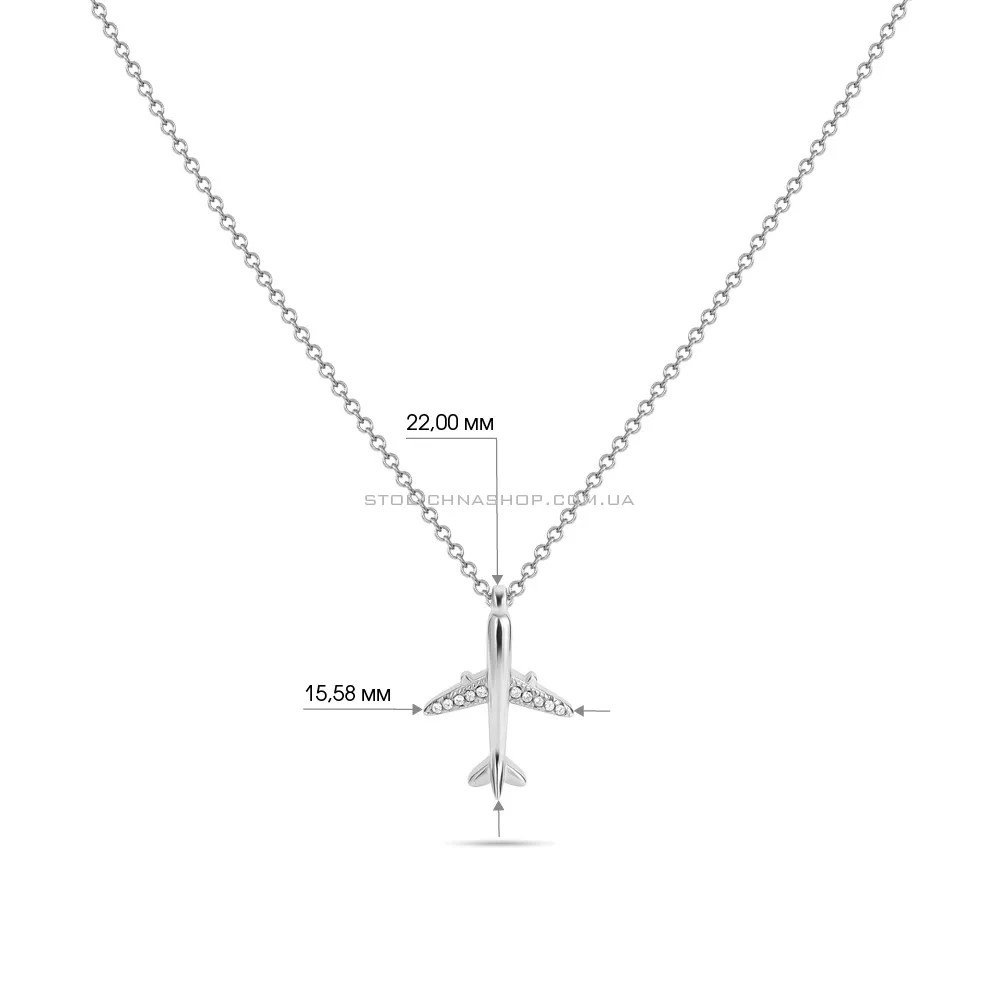 Серебряное колье «Самолет» с фианитами (арт. 7507/938) - 3 - цена