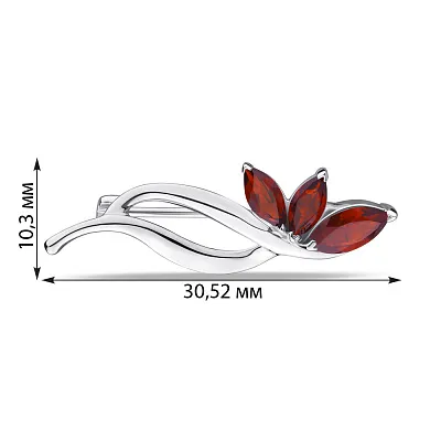Срібна брошка з гранатом (арт. 7505/582Гбп)