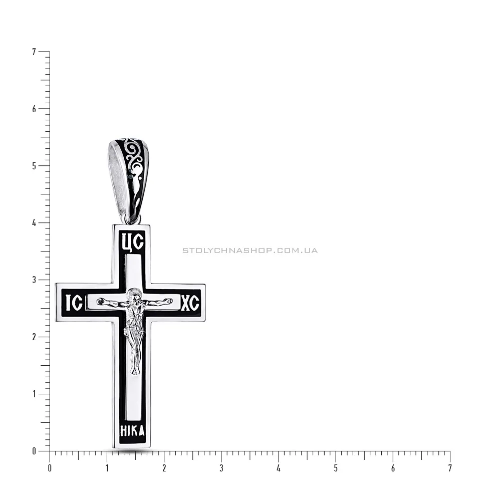 Срібний хрестик "Спаси і Збережи" з емаллю (арт. 7504/33110еч)