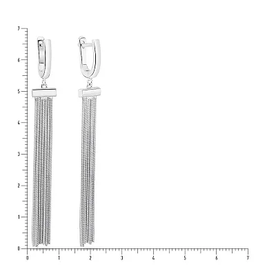 Довгі сережки-підвіски зі срібла без каміння (арт. 7502/4382)