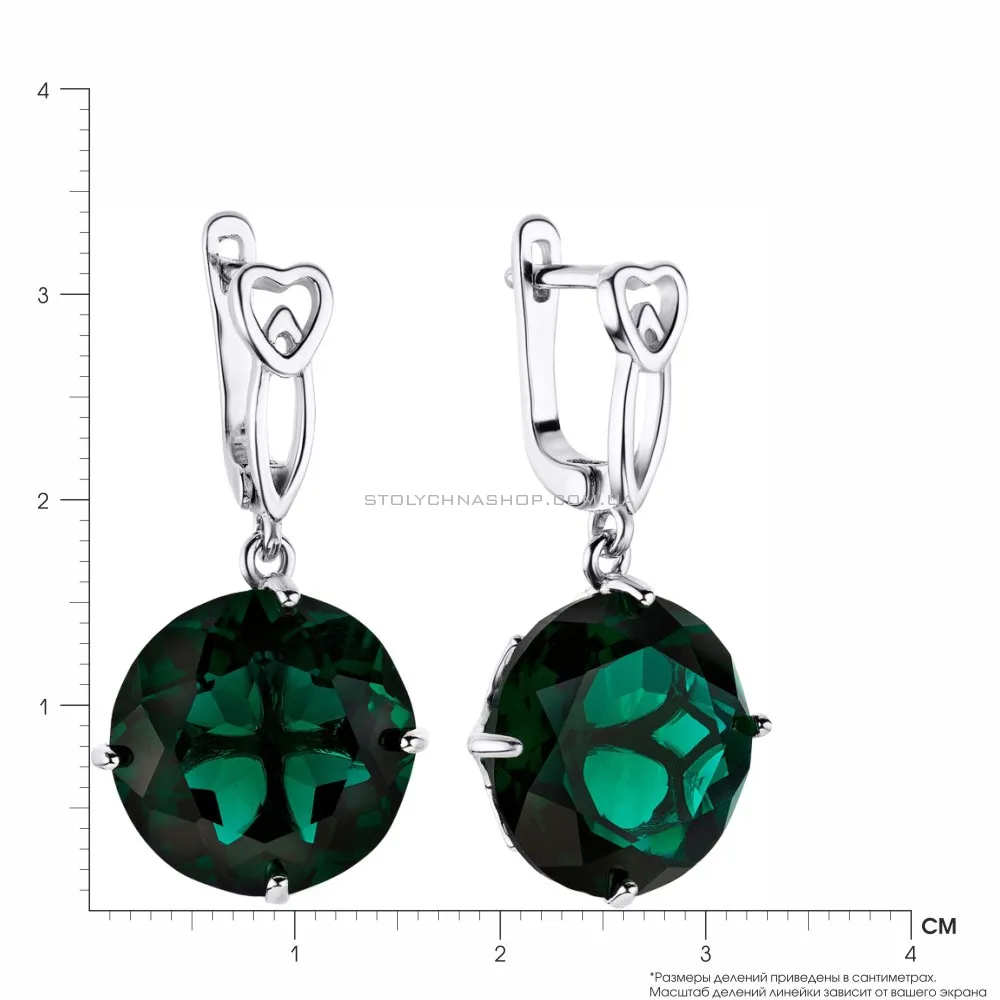 Срібні сережки з зеленими фіанітами (арт. 7502/3676цз) - 2 - цена