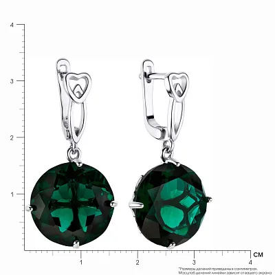 Срібні сережки з зеленими фіанітами (арт. 7502/3676цз)