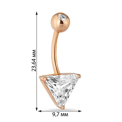 Пірсинг для пупка з червоного золота з фіанітом (арт. 130313)
