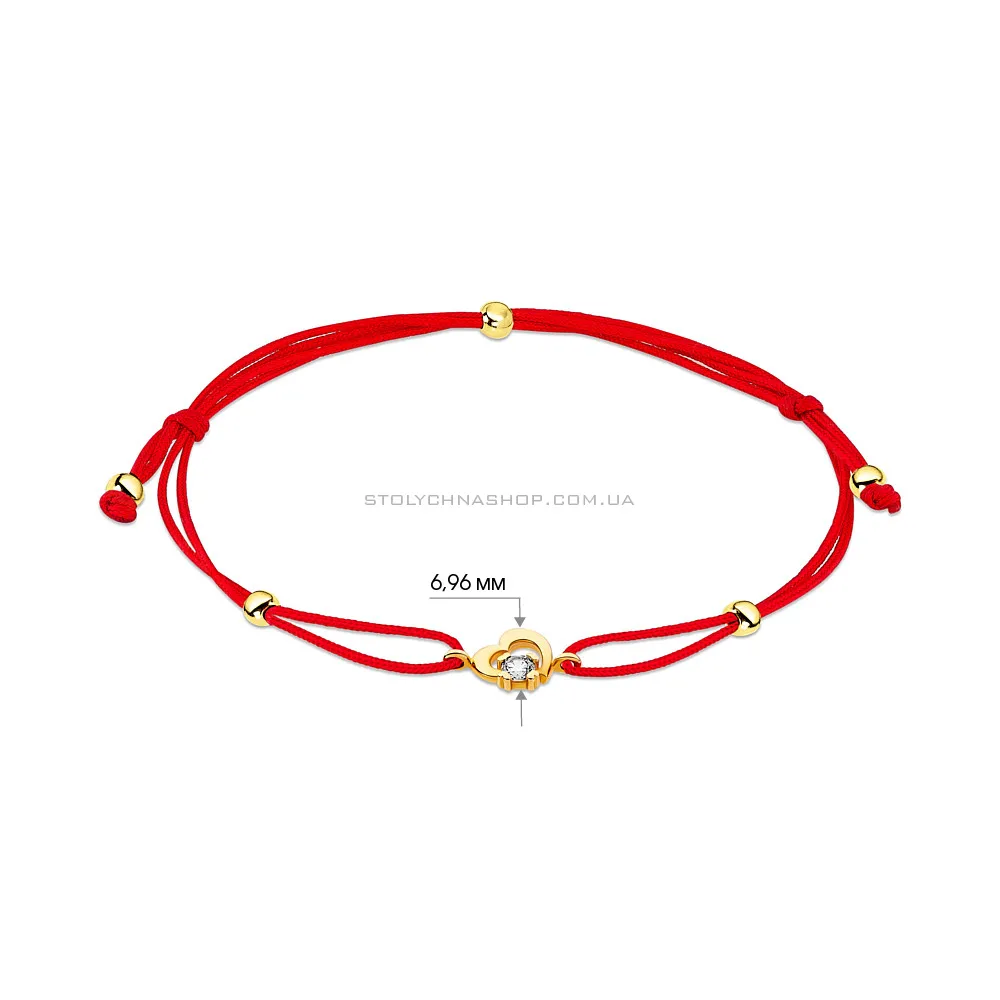 Браслет из красной шелковой нити с золотыми вставками (арт. 323050ж) - 2 - цена