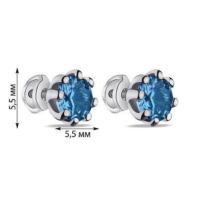 Срібні сережки-пусети з топазом (арт. 7518/531Пгсп)