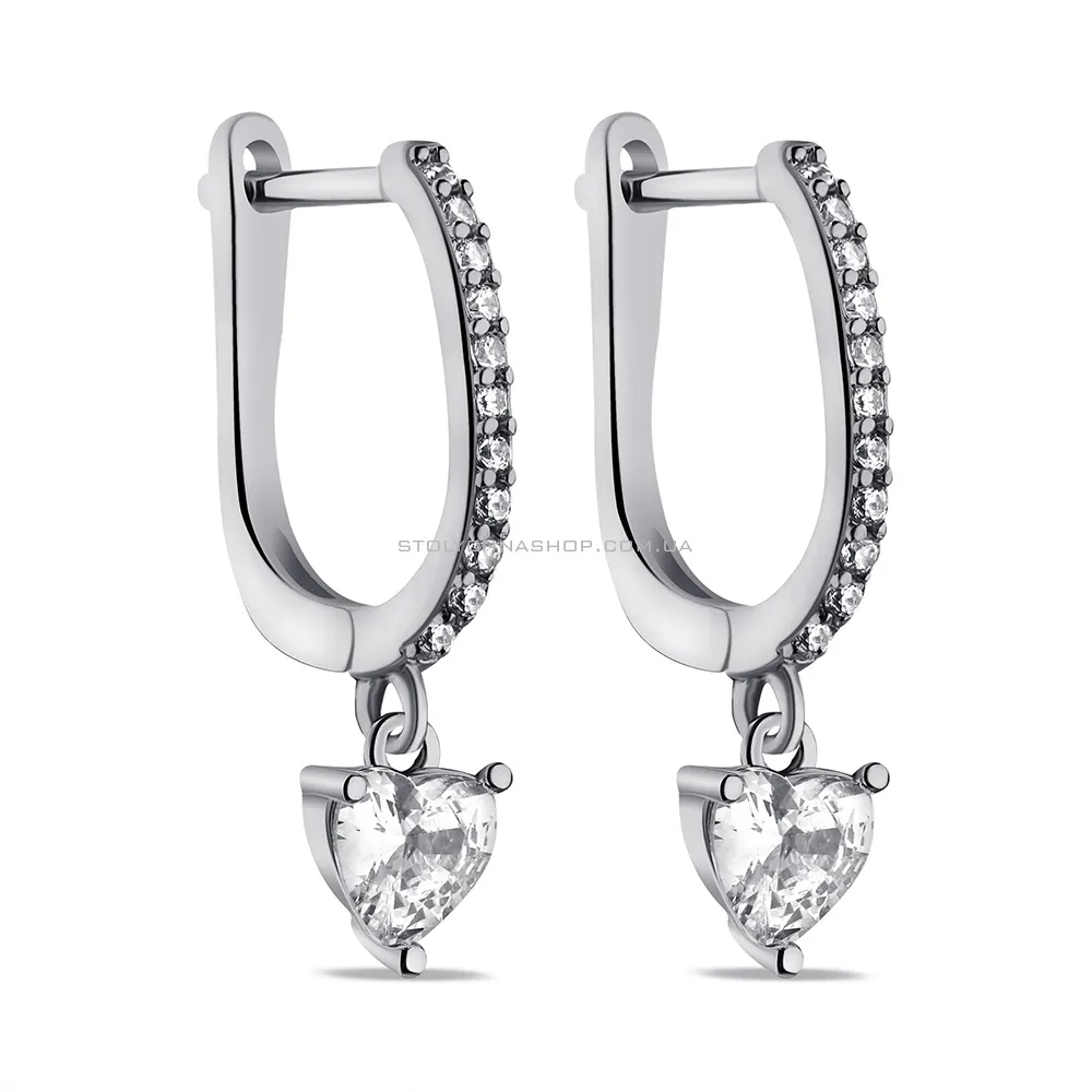 Срібні сережки-підвіски Серце (арт. 7502/9469) - цена