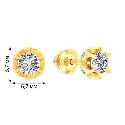 Золоті сережки в жовтому кольорі металу з фіанітом (арт. 110126ж)