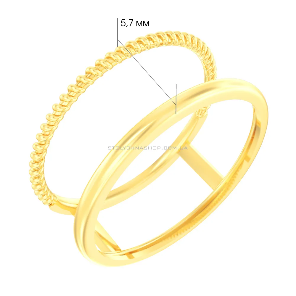 Двойное кольцо из желтого золота без камней (арт. 140913ж) - 2 - цена