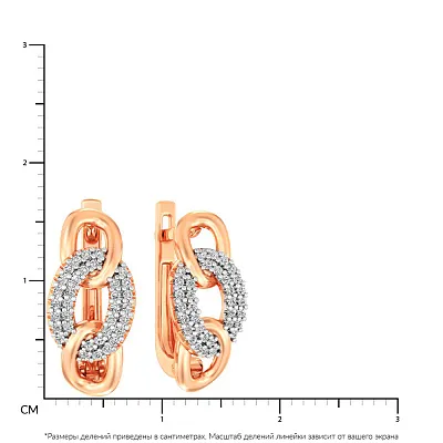 Сережки &quot;Звенья&quot; из красного золота с фианитами  (арт. 111191)