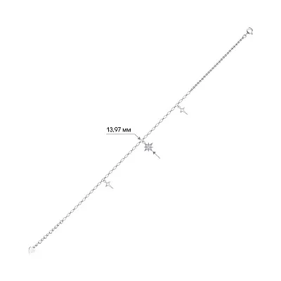 Браслет срібний на ногу з підвісками "Зірочки" (арт. 7509/3048)