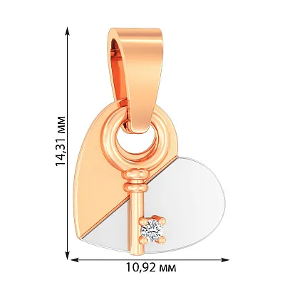 Золотая подвеска «Ключ от сердца» с фианитом (арт. 440537)