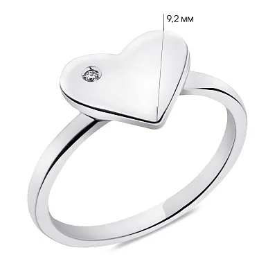 Серебряное кольцо Сердце с фианитом (арт. 7501/3943)