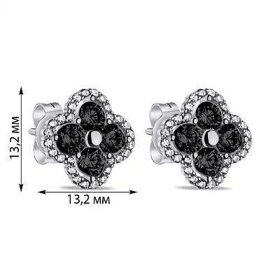 Сережки зі срібла з чорними і білими фіанітами (арт. 7518/6565ч)