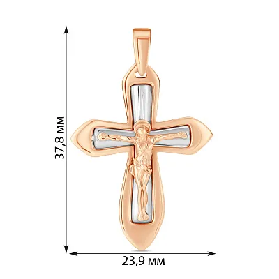Золотой крестик в комбинированном цвете металла (арт. 501378кб)