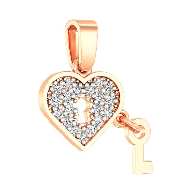 Золотая подвеска «Ключ от сердца» с фианитами (арт. 440484)