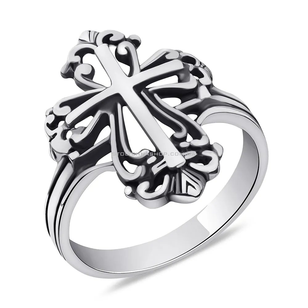Серебряное кольцо с крестиком (арт. 7901/2023) - цена
