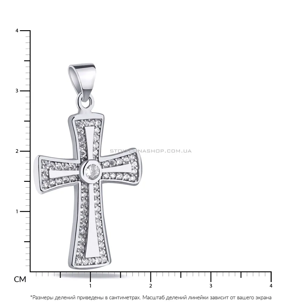 Серебряный крестик с фианитами  (арт. 7503/2520) - 2 - цена