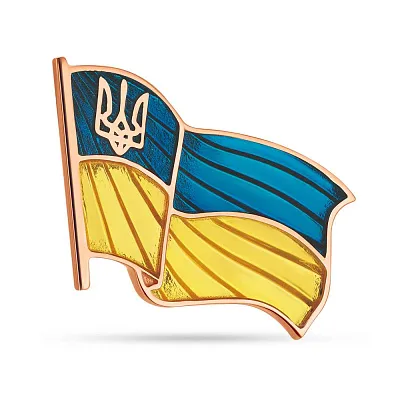 Золотой значок "Прапор Украины" с синей и желтой эмалью  (арт. 360121сж)