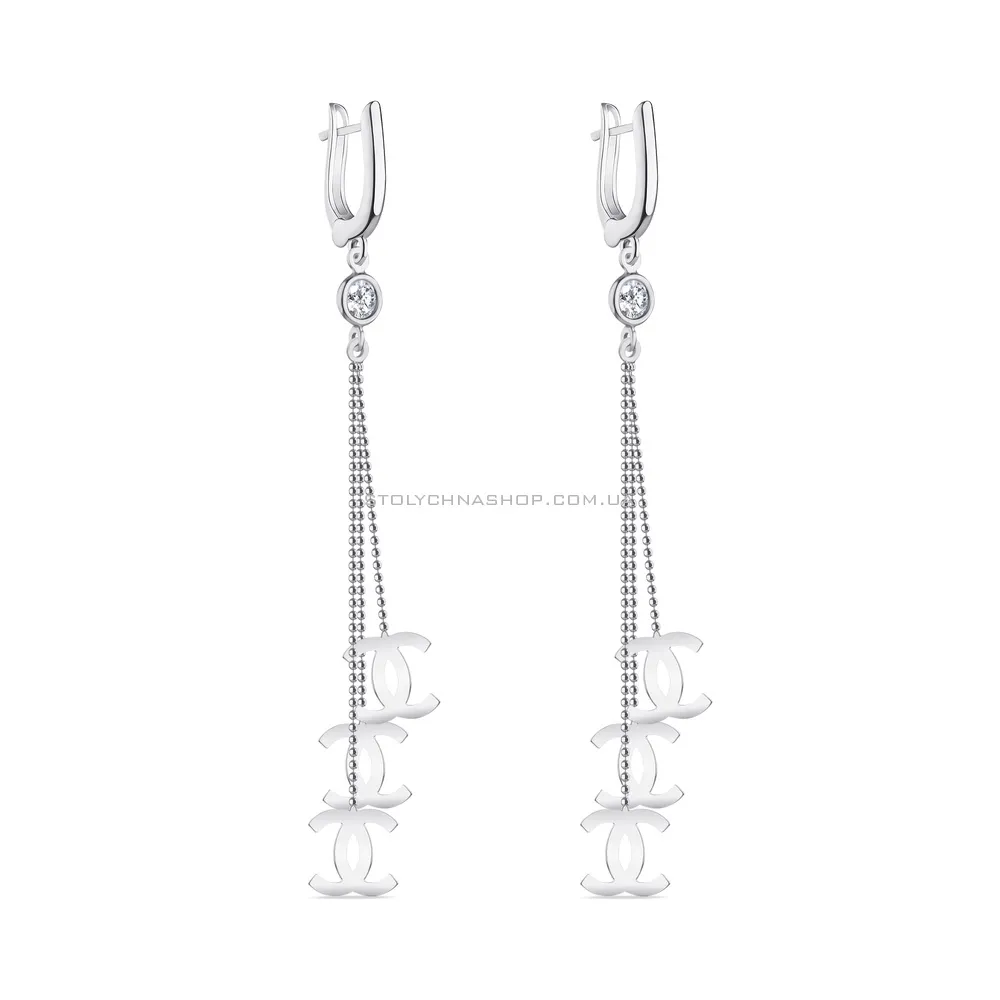 Сережки-підвіски з фіанітами зі срібла  (арт. 7502/4185) - цена