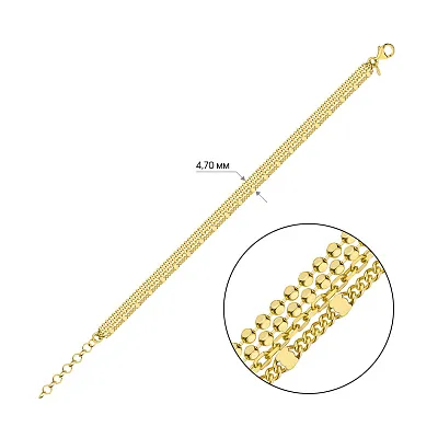 Многослойный серебряный браслет Trendy Style с желтым родированием (арт. 7509/3629ж)