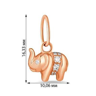Золотий кулон «Слоник» з білими фіанітами (арт. 420484)