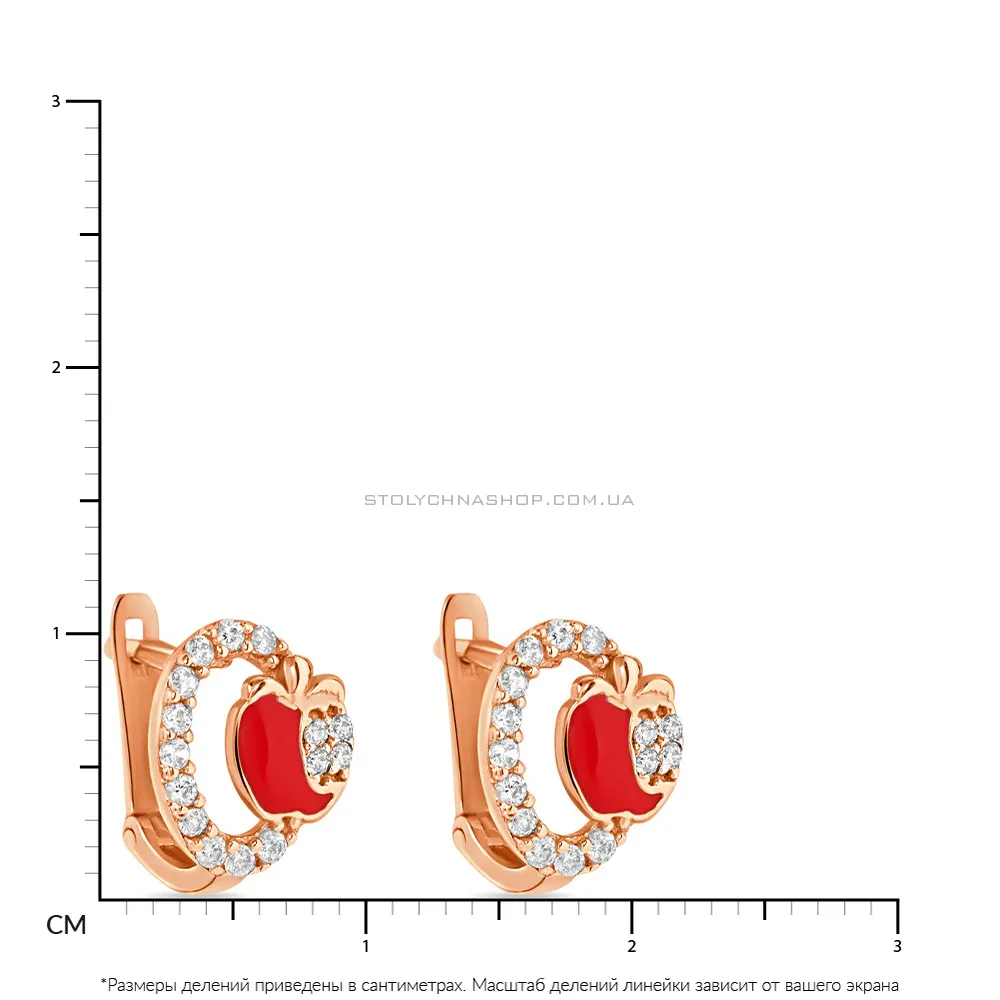 Дитячі золоті сережки з емаллю (арт. 103215) - 2 - цена