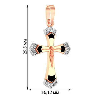 Золотой крестик с эмалью и фианитами (арт. 501643ч)