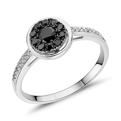 Золотое кольцо с черными бриллиантами (арт. 1191448202ч)