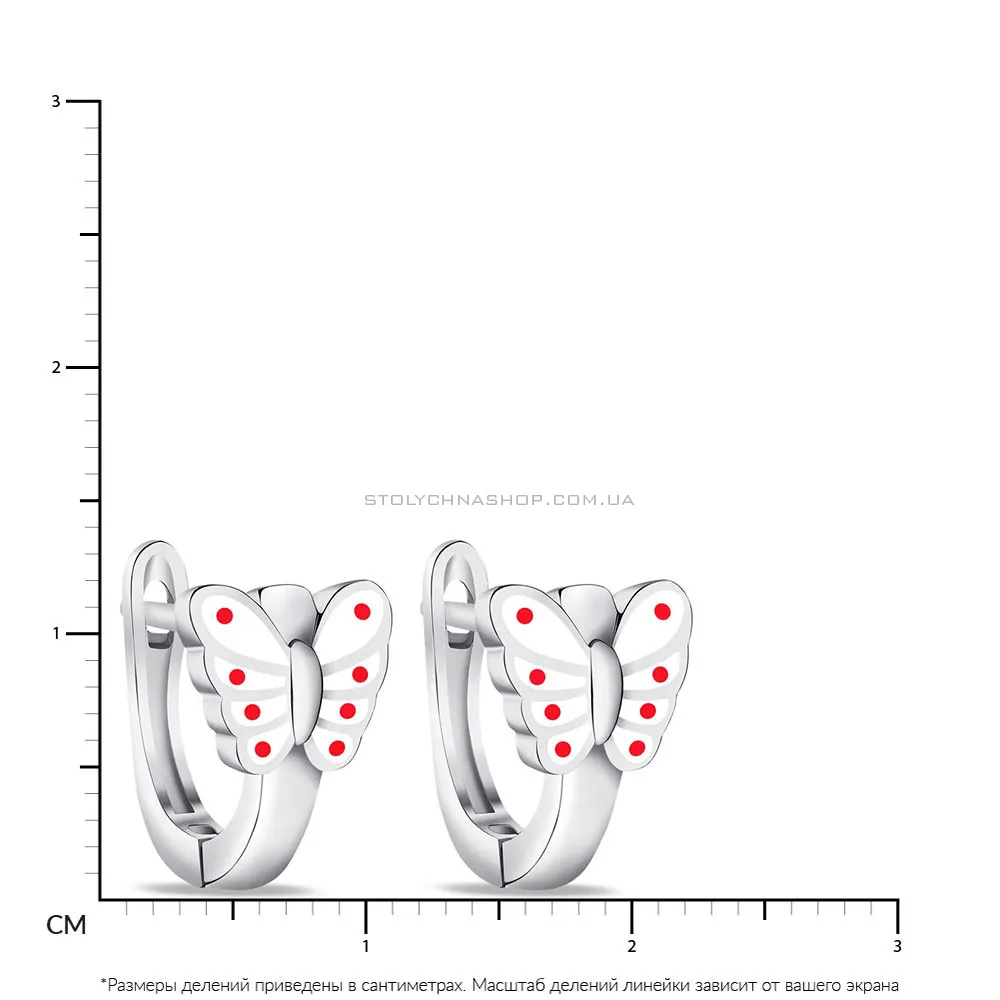 Дитячі срібні сережки з емаллю (арт. 7502/4326ебк) - 2 - цена