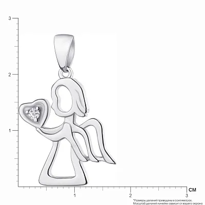 Серебряная подвеска «Ангел» с фианитом (арт. 7503/2498)