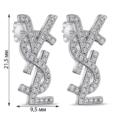 Срібні сережки-пусети з фіанітами (арт. 7518/6676)