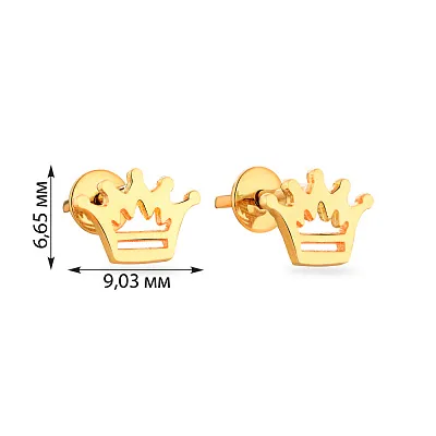 Золоті сережки-пусети «Корона»  (арт. 110435ж)