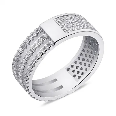 Серебряное двухстороннее кольцо с фианитами (арт. 7501/КК2Ф/2050-16)