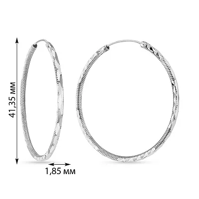 Серьги-кольца из белого золота с алмазной гранью  (арт. 108718/40б)