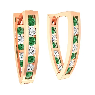 Золоті дитячі сережки з зеленими фіанітами (арт. 110121з)