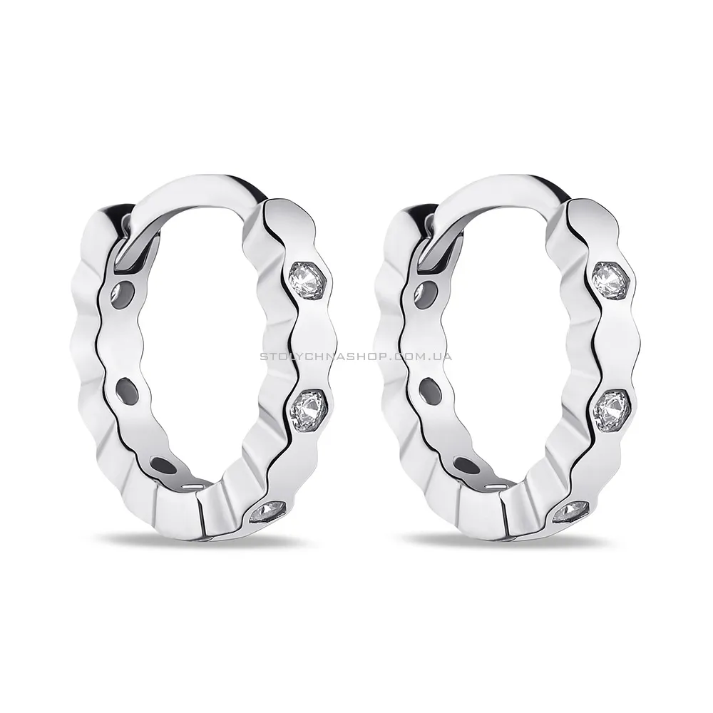 Срібні сережки-кільця з фіанітами (арт. 7502/9283/10) - цена
