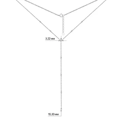 Серебряное колье-галстук удлиненное с шариками (арт. 7507/1220)