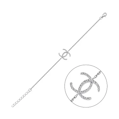 Тонкий браслет из серебра с фианитами  (арт. 7509/3365)