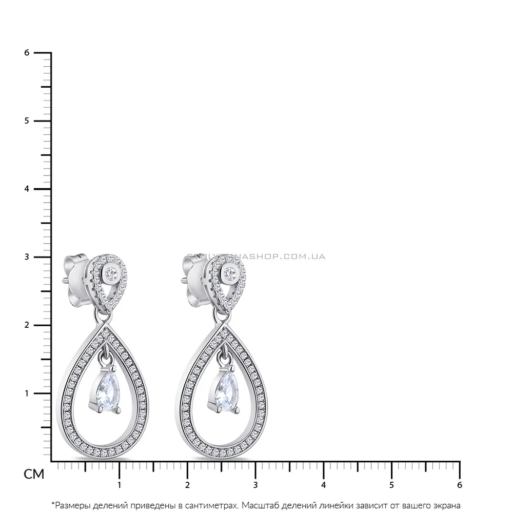 Срібні сережки-підвіски з фіанітами (арт. 7518/6224) - 2 - цена