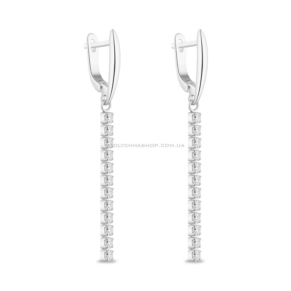Сережки-підвіски зі срібла з доріжкою з фіанітів (арт. 7502/4851) - цена