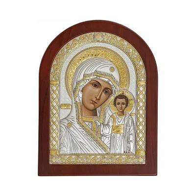 Икона из серебра "Божья Матерь Казанская" (75х60 мм) (арт. A-1/002G/K)