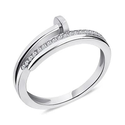 Серебряное кольцо "Гвоздь" с фианитами (арт. 7501/3371)