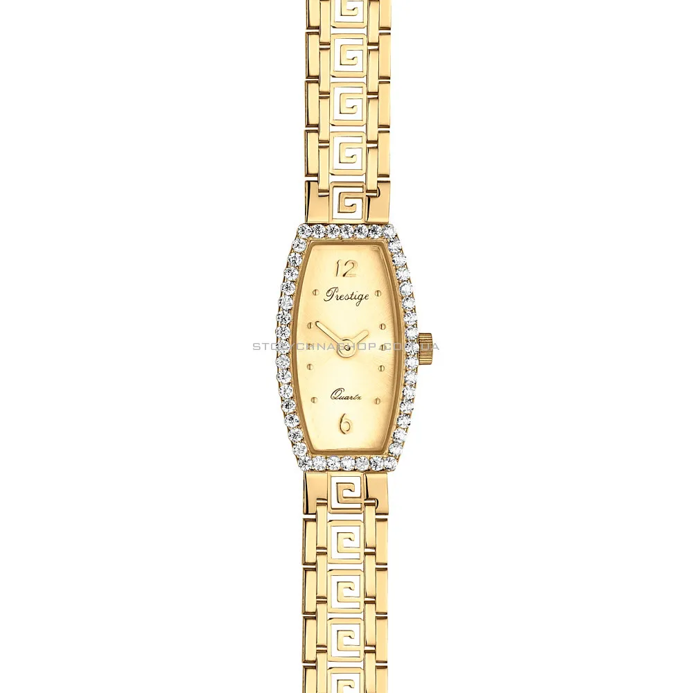 Жіночий годинник з жовтого золота з фіанітами (арт. 260087ж)