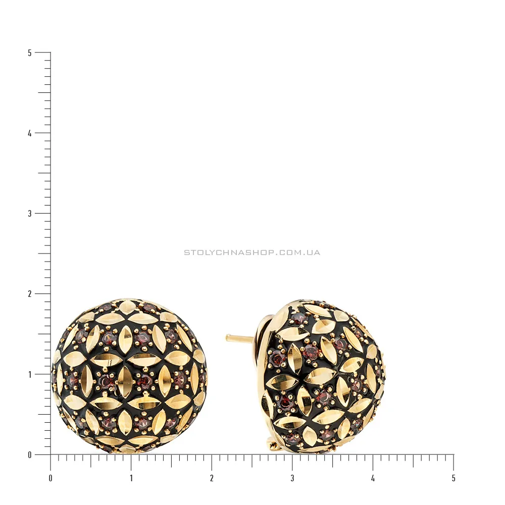 Золоті сережки Francelli з емаллю і фіанітами (арт. 106483жеч)