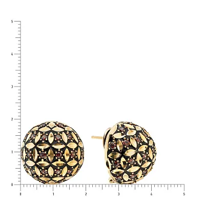 Золотые серьги Francelli с эмалью и фианитами (арт. 106483жеч)