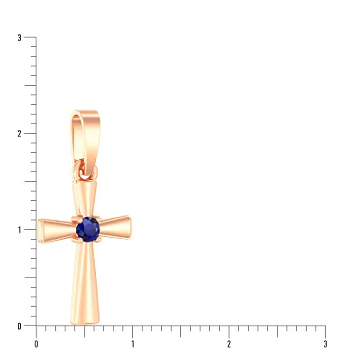 Золотая подвеска-крестик с сапфиром  (арт. П011025с)
